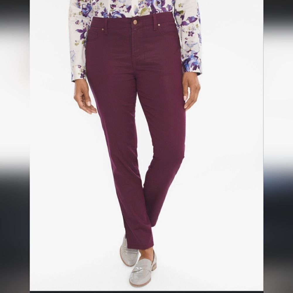 Chico's Burgundy Girlfriend Slim Leg Ankle Pant